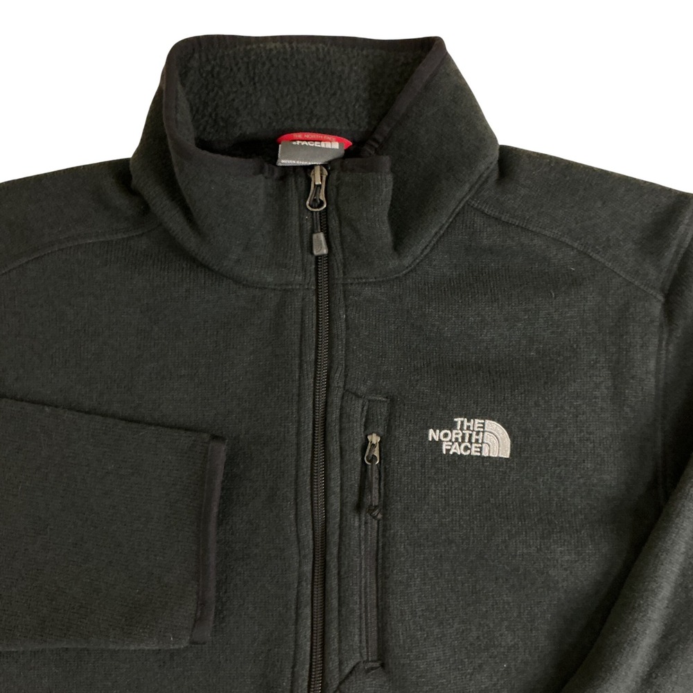 The North Face Fleece Jacket Mens Medium Black Full Zip Sweater Knit Mock Neck